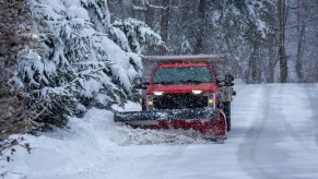 A snowplow clearing the road