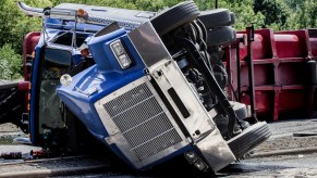 A semi-truck after a wreck