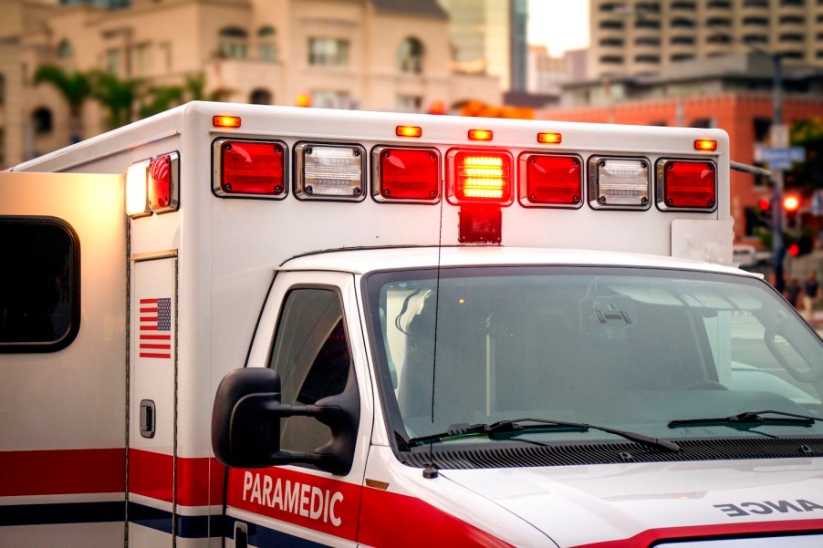 Ambulance lights in the city