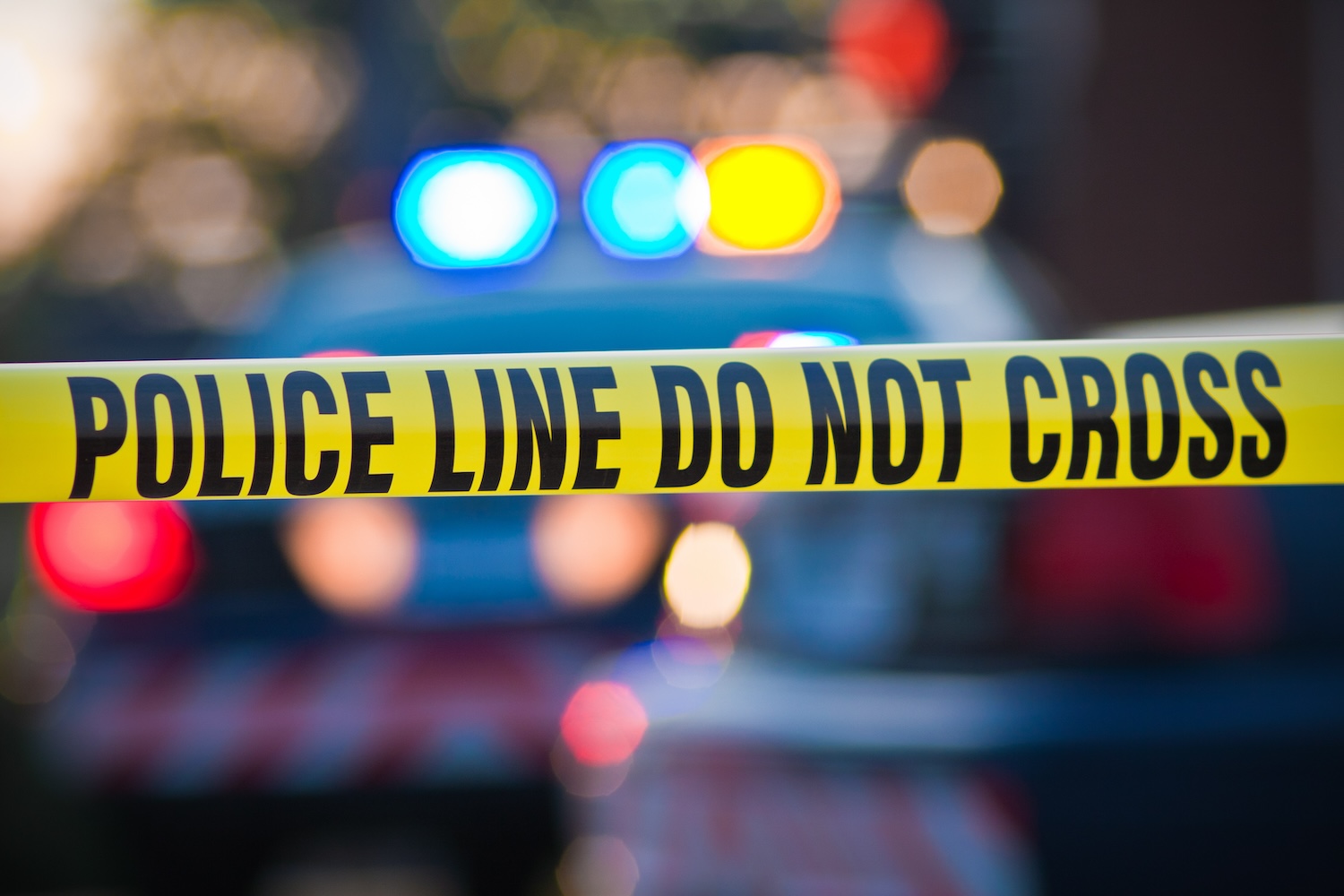 Yellow tape at a police crime scene