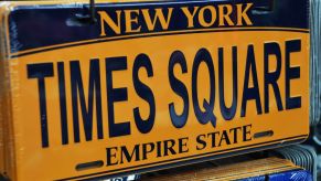 A fake New York license plate