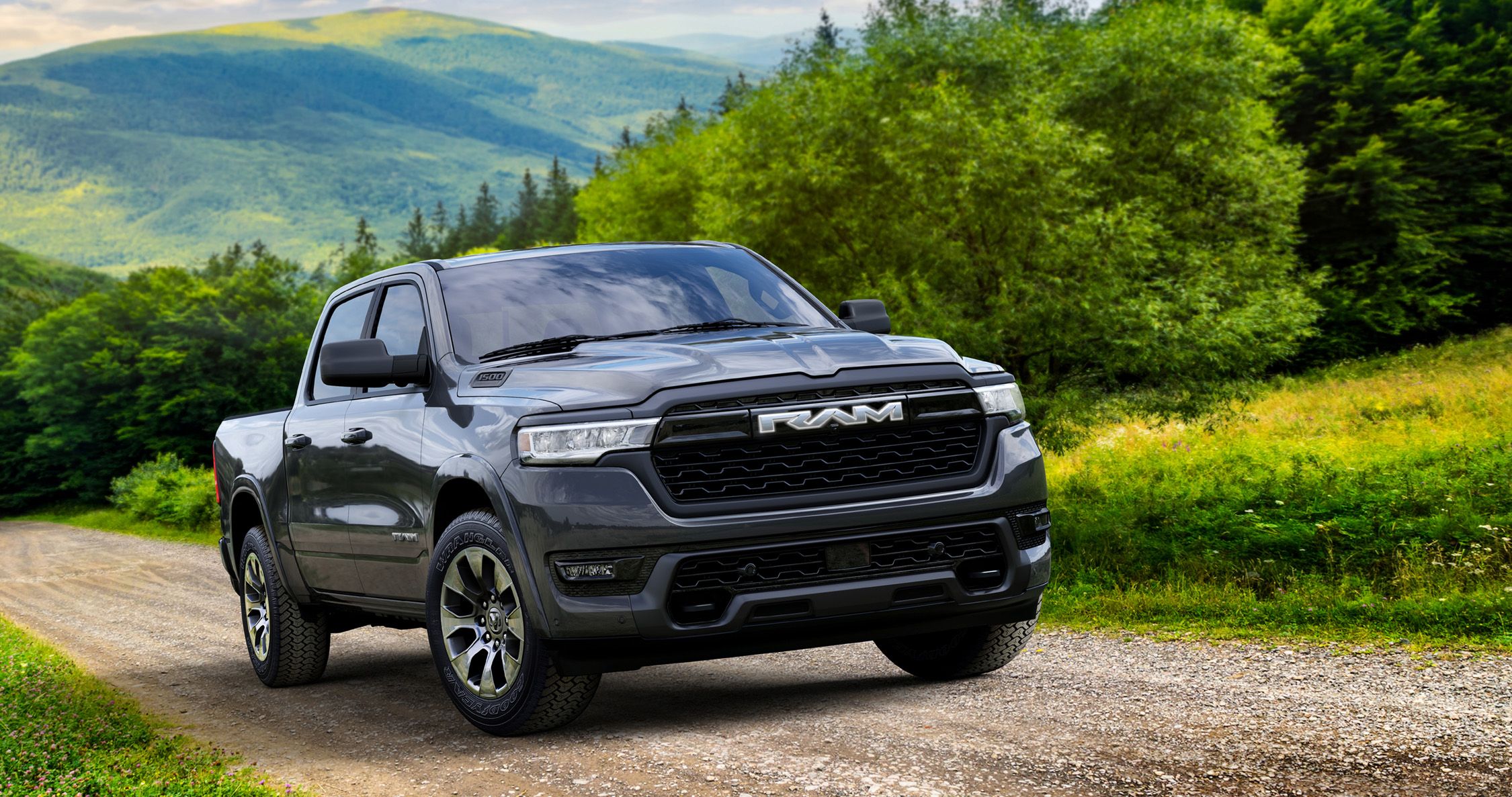 The 2026 Ramcharger on a dirt road