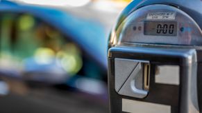 A parking meter indicating there's no time left one it