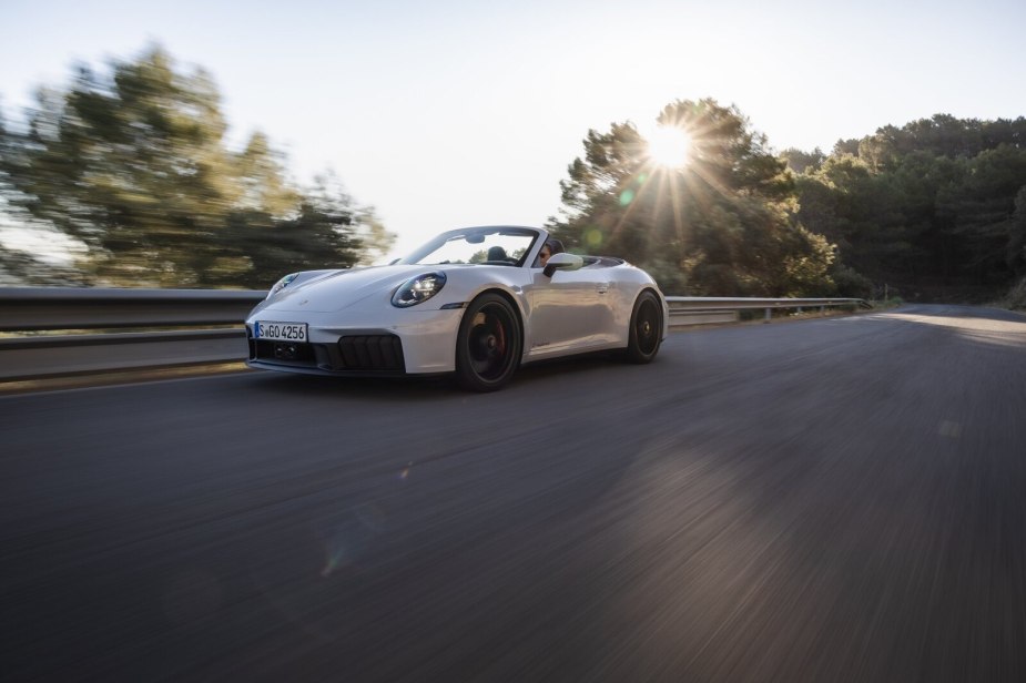 A Porsche 911 sports car driving