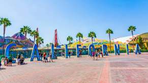 California sign outside Disneyland where car thieves ditched a stolen Camaro and escaped police.