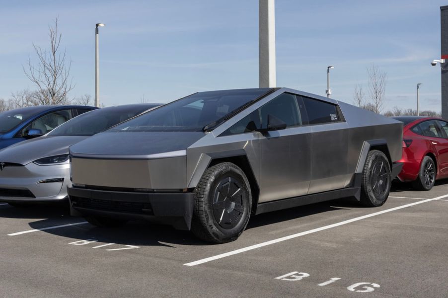 A Tesla Cybertruck like the one a Colorado vandal defaced with a swastika.