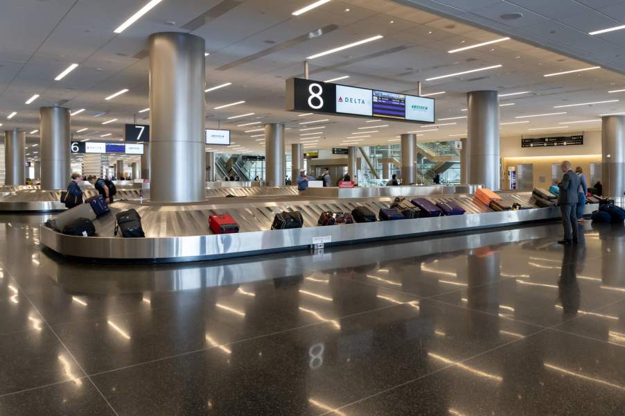 Delta baggage claim inside an airport