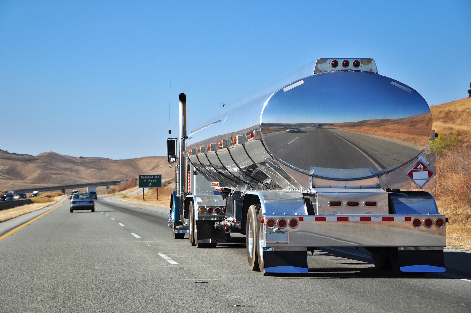 A tanker truck on the highway
