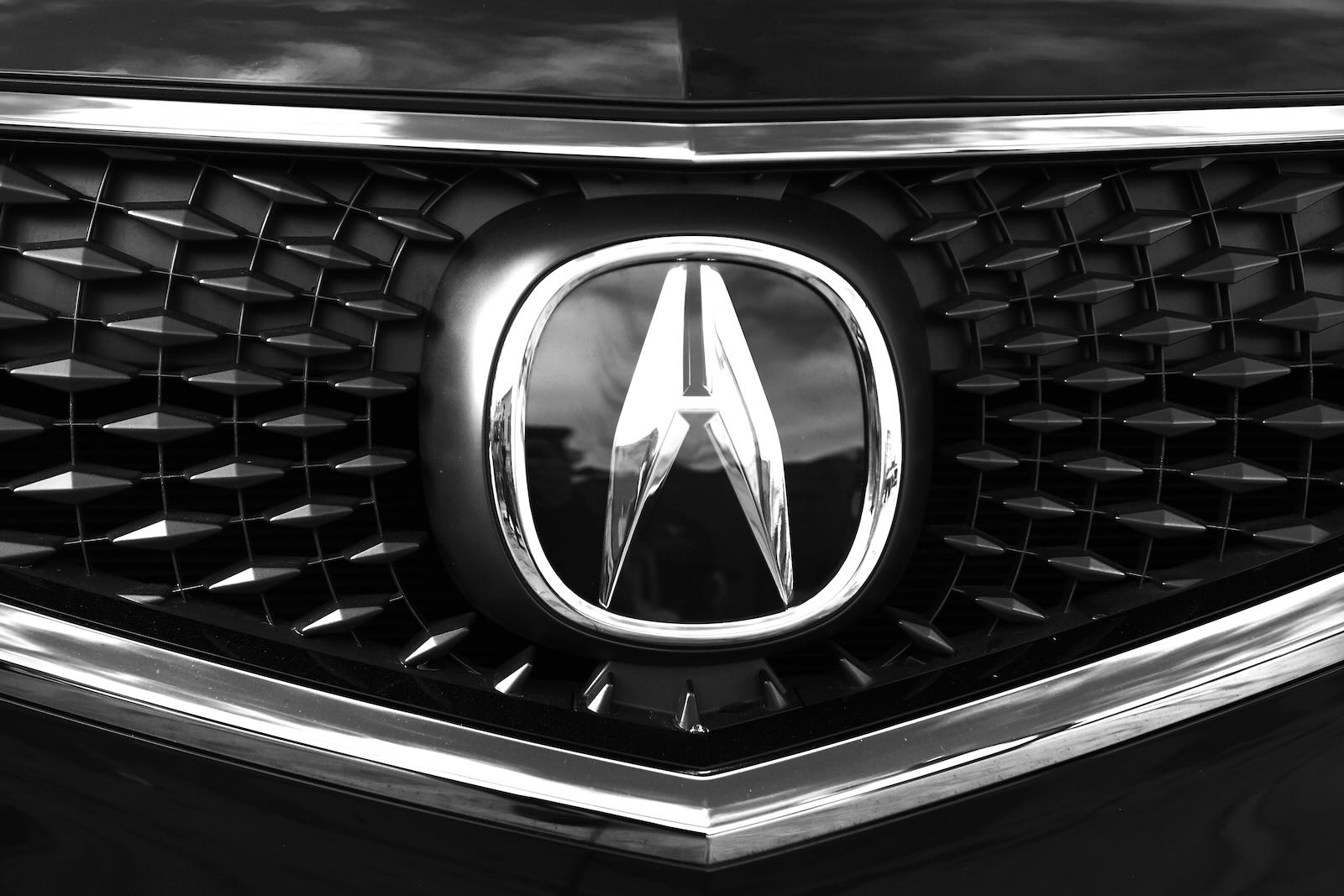 The grille and badge logo of a stolen Acura car that turned up in Ghana in Africa