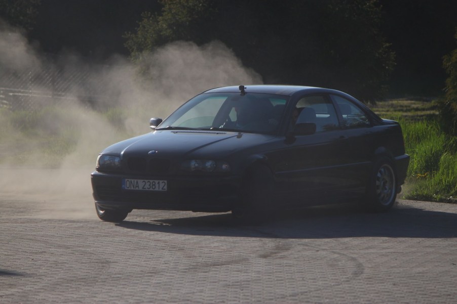 BMW driver skidding sideways during police chase