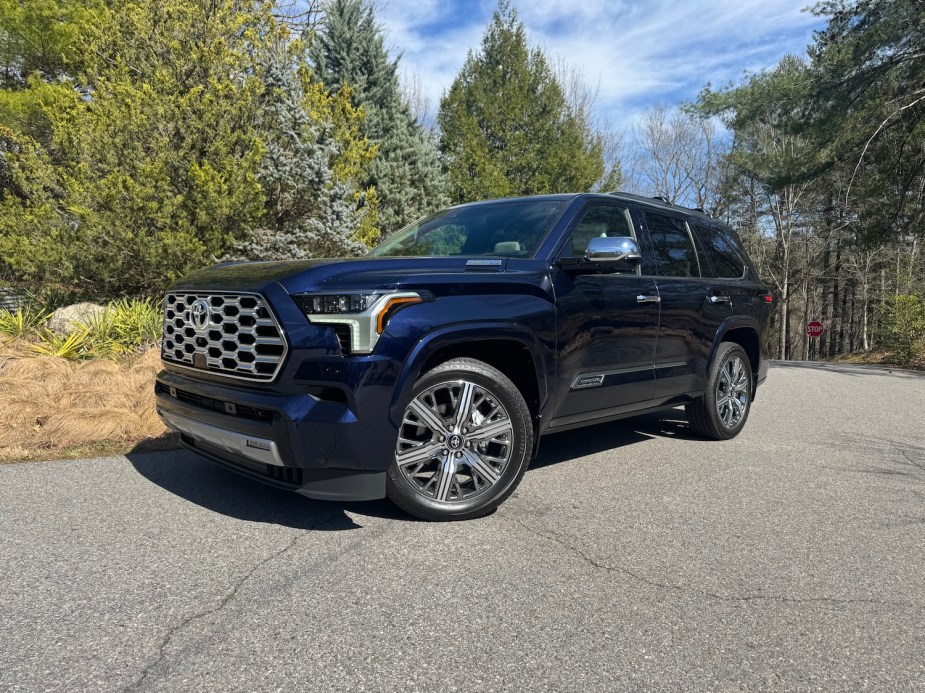 The 2025 Toyota Sequoia near green trees