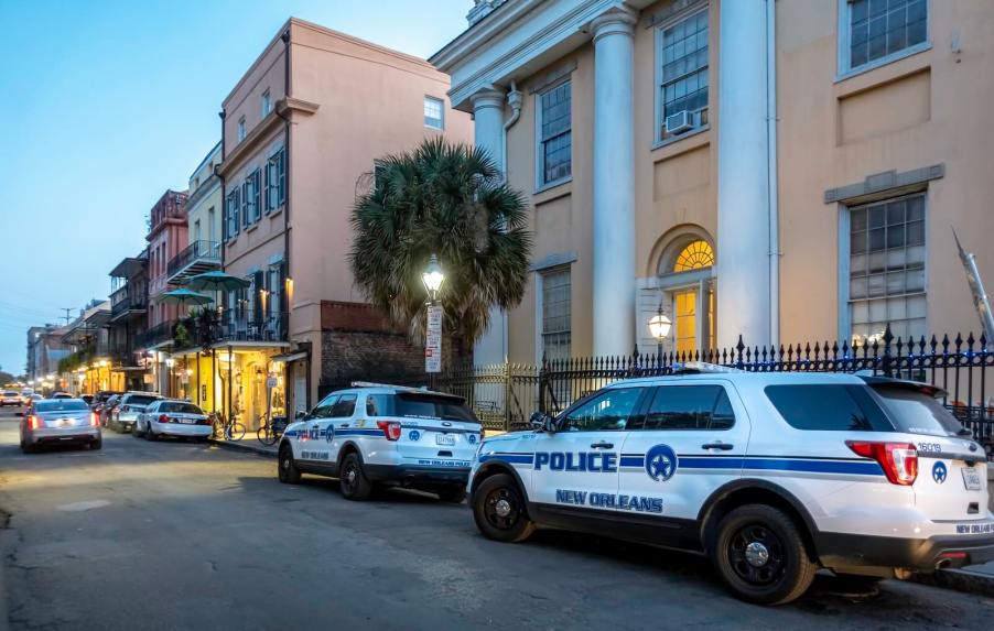 Police cruisers in downtown New Orleans
