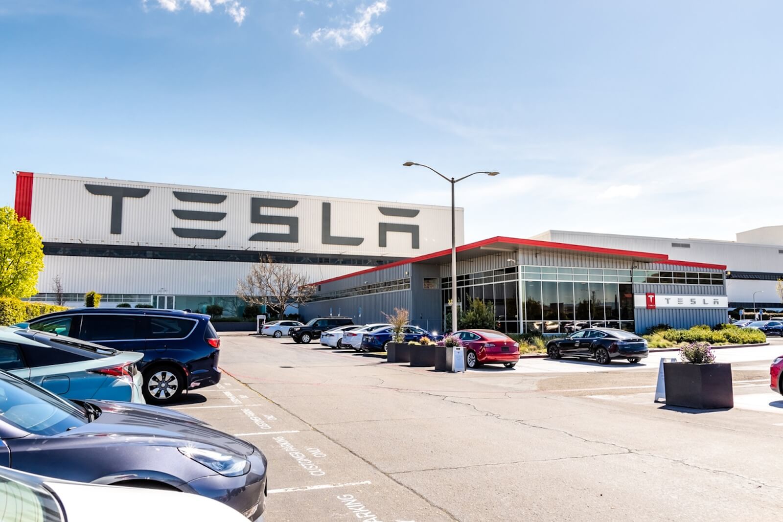 A drone caught glimpses of what might be the Tesla Model 2 in Fremont.