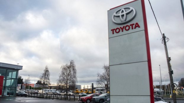 A Toyota dealership with some of the automaker's vehicles with the best resale value.