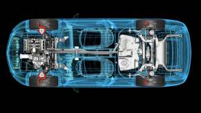 A sort of "x-ray" of the underside of a car's powertrain
