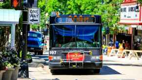 A Wisconsin city bus in downtown Madison