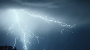 Lightning in the sky at night