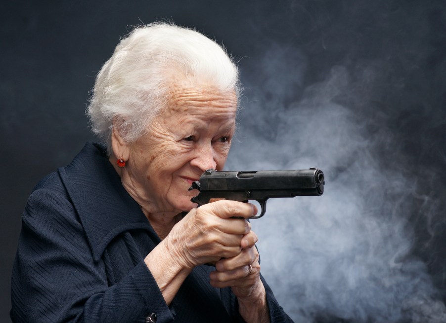 An old lady with a gun