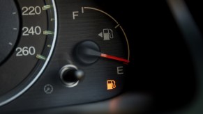 Low fuel light on car's dash
