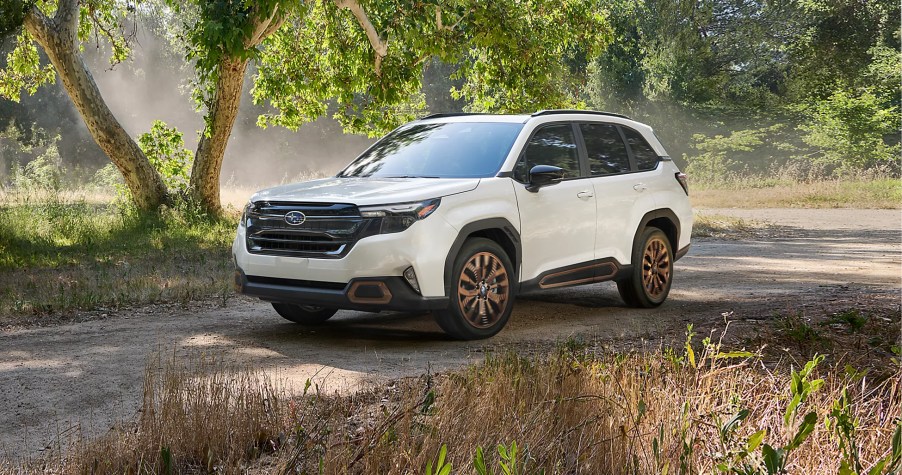 The 2025 Subaru Forester on a dirt road