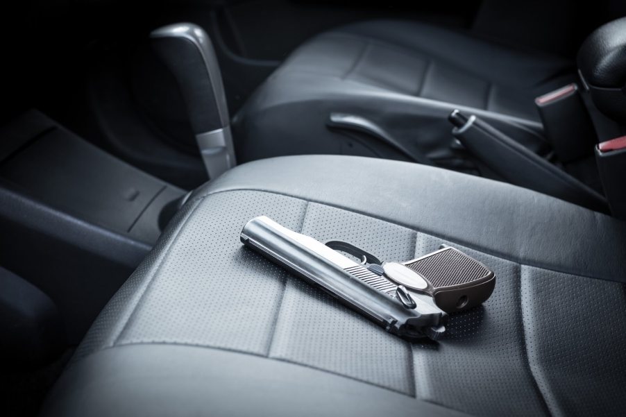 Handgun on the seat of a cop's trade-in car