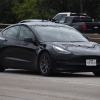 A gray Tesla Model 3 in Houston, Texas, like the one that hit a motorcyclist.