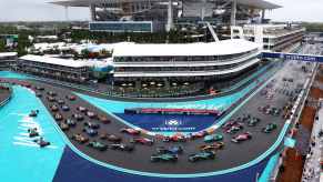 The Miami Grand Prix F1 race taken from above