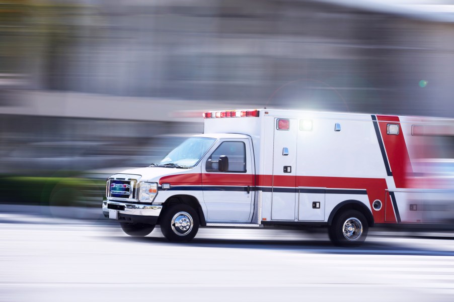 An ambulance quickly responding to an emergency