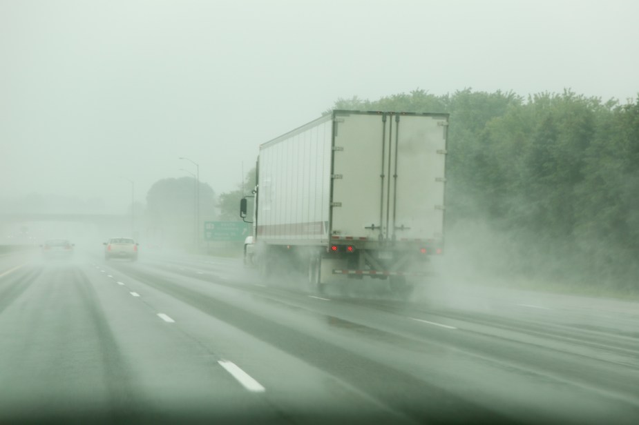 Vehicles on the interstate during windy conditions