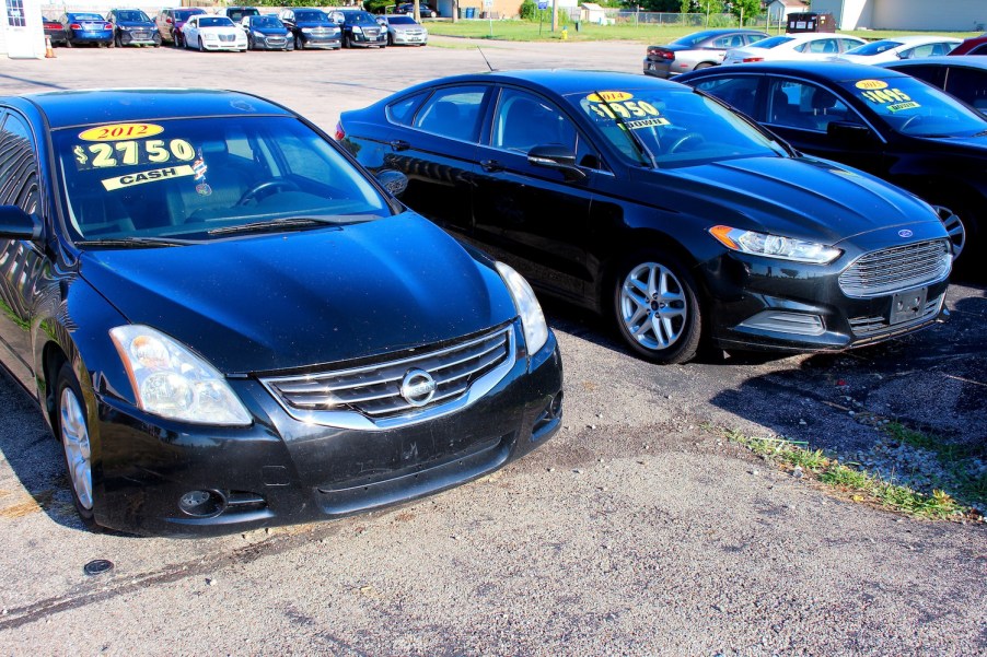 Used cars at a dealership lot