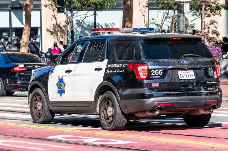 A San Francisco police cruiser with a rookie cop behind the wheel