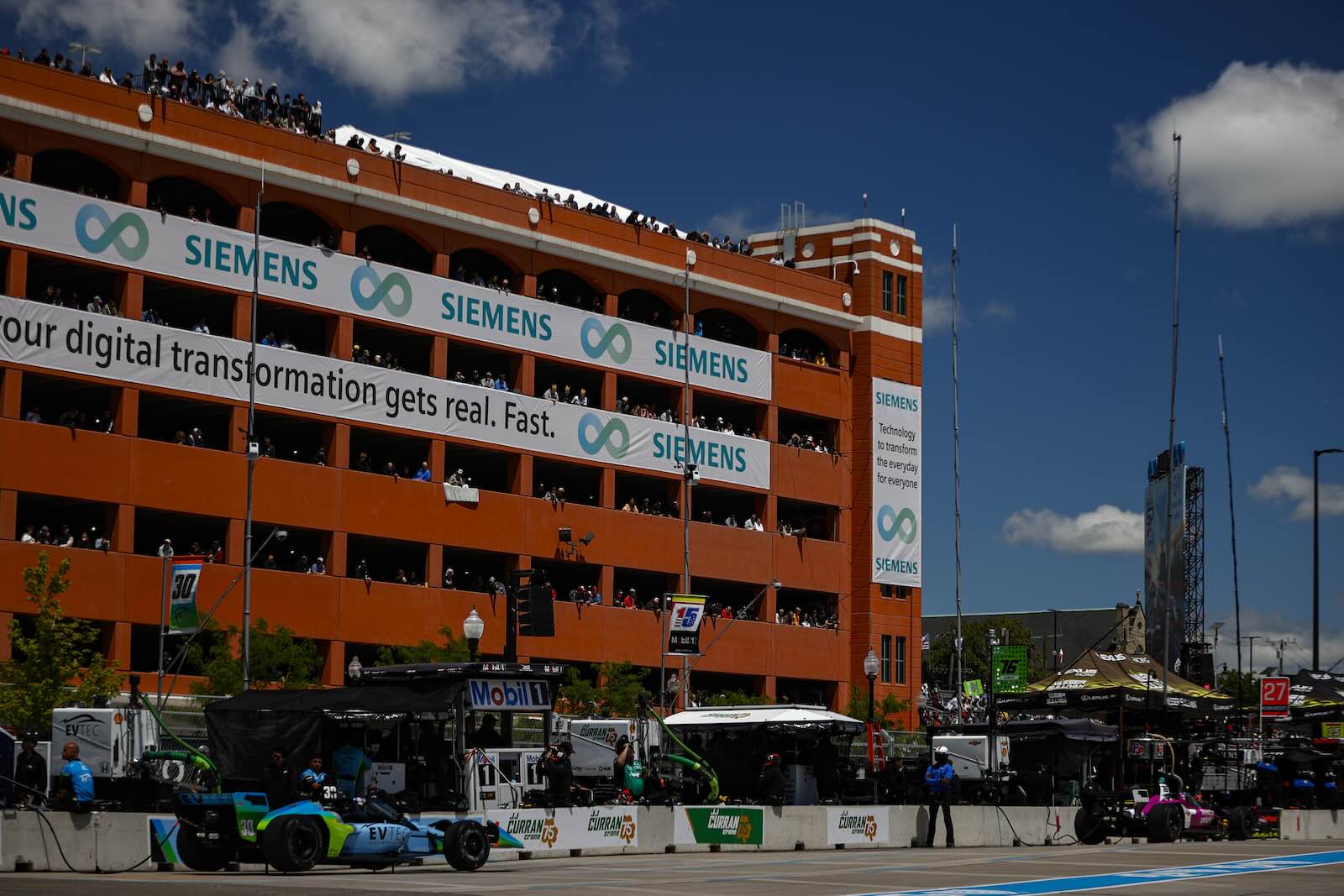 Detroit Grand Prix pit lane with Indy Cars