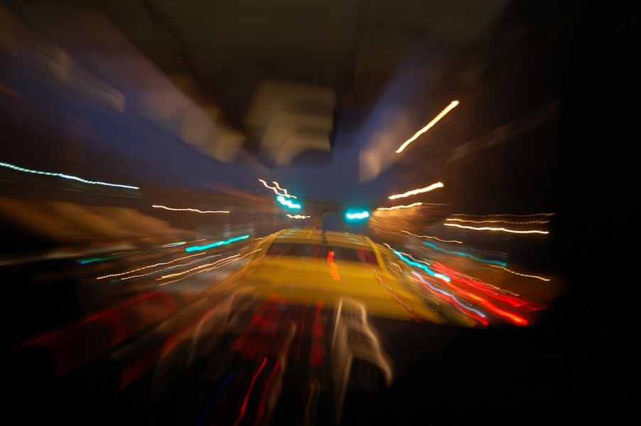 The view of a drunk driver, like a Florida man who recently rolled his sedan and ran.