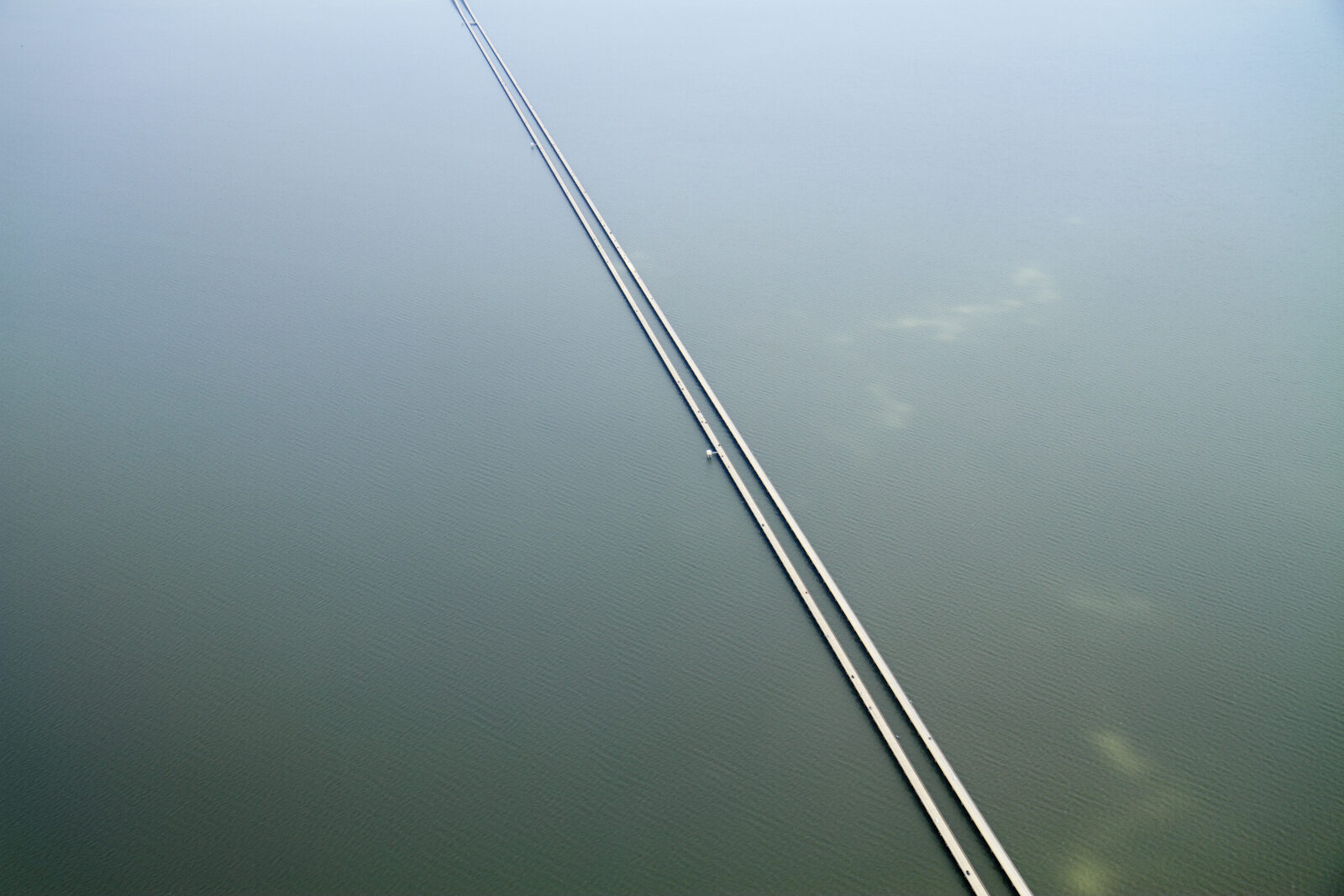 Aerial view of Lake Pontchartrain Causeway bridge