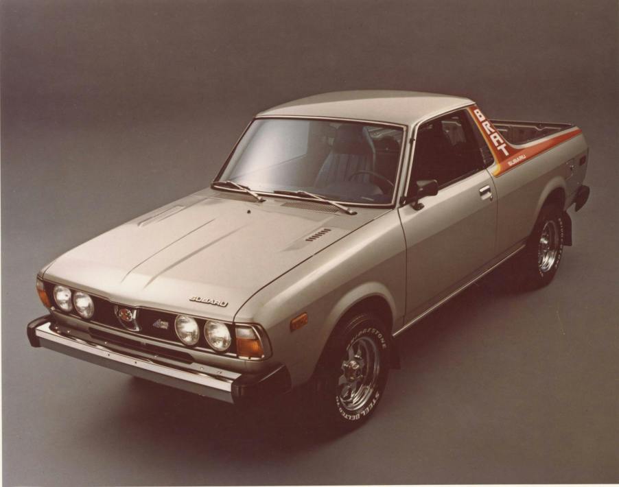 The Subaru Brat with a solid background