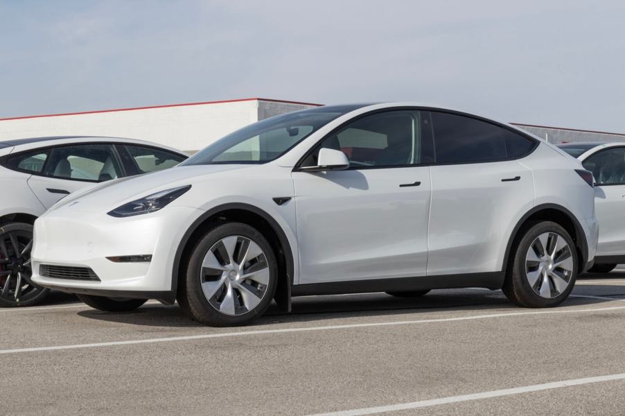 A Tesla Model Y like the ones in the Tesla Robotaxi Austin rollout.