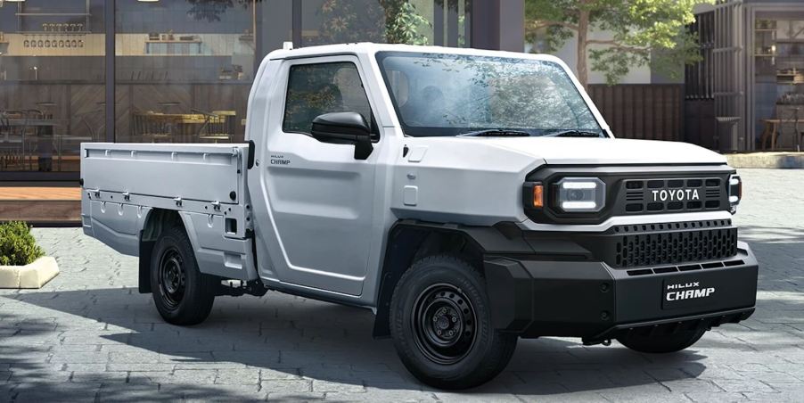 A Toyota Hilux Champ small truck shows off its bare-bones application.
