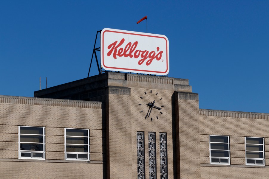 A Kellogg sign on a building