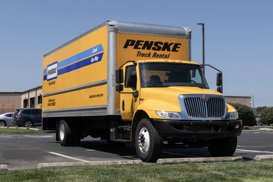A Penske truck in a parking lot