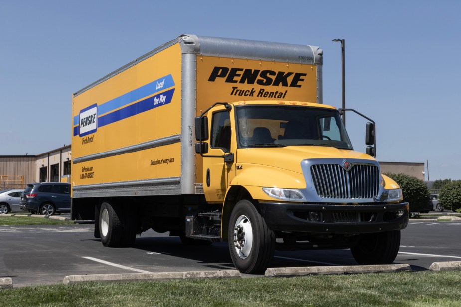 A Penske truck in a parking lot