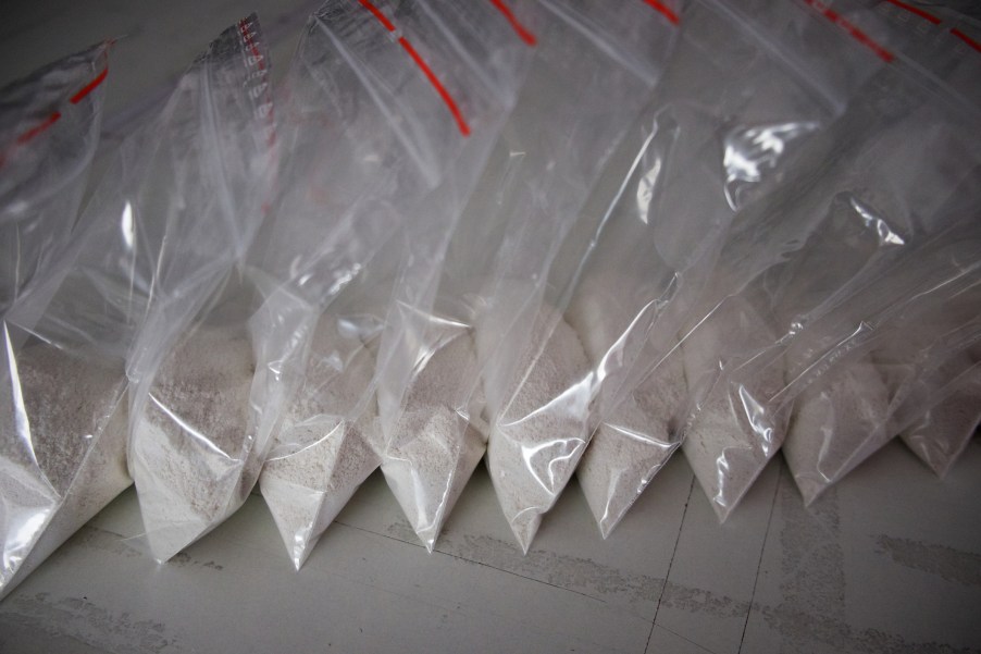 Bags of cocaine on a table