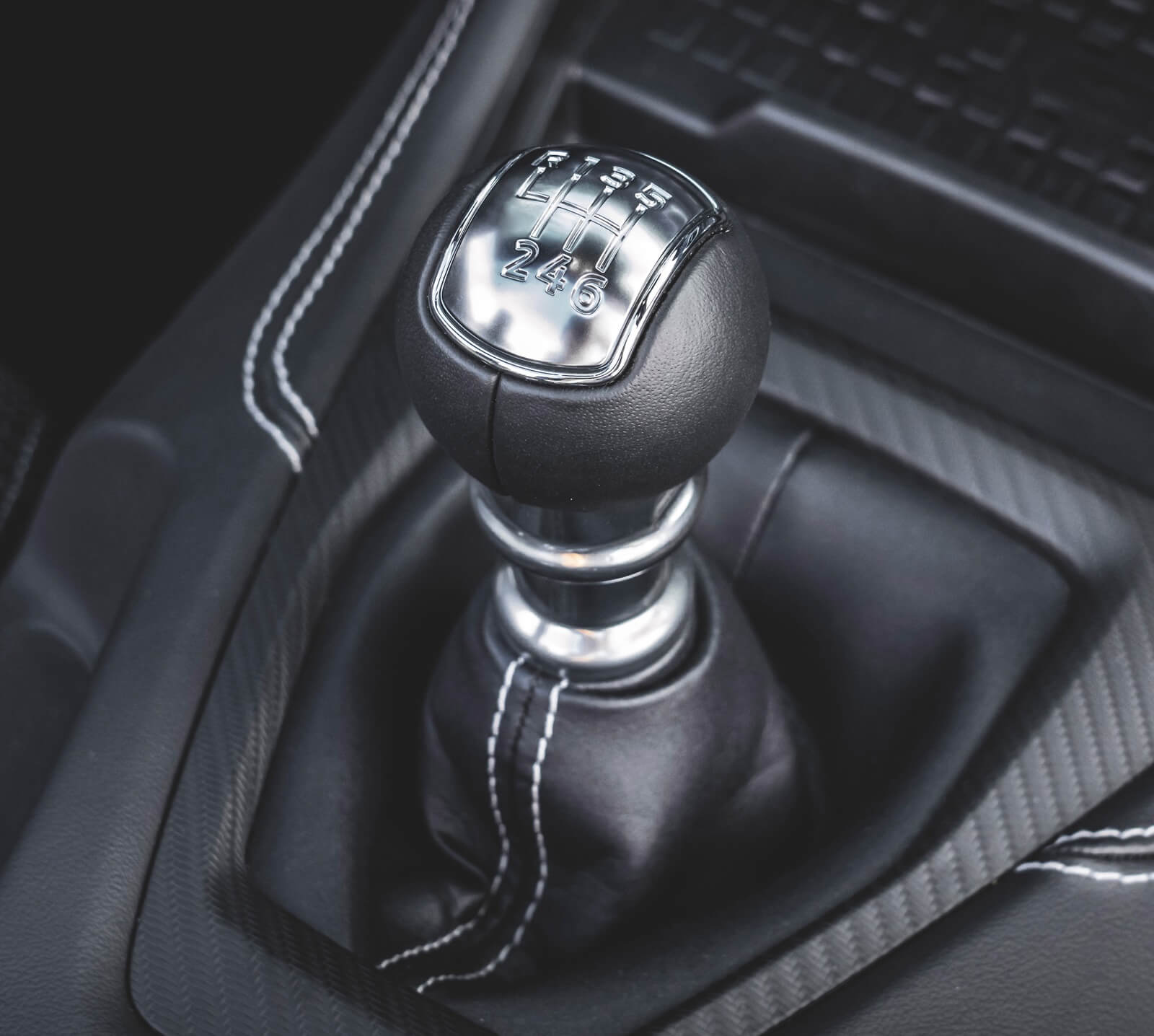 A 2024 Ford Mustang with a six-speed manual transmission.