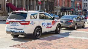 DC-area police pull over a motorist for a vehicle fault.