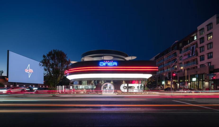 The new Tesla Diner & Drive-In, a Los Angeles, California, project by Elon Musk and company.