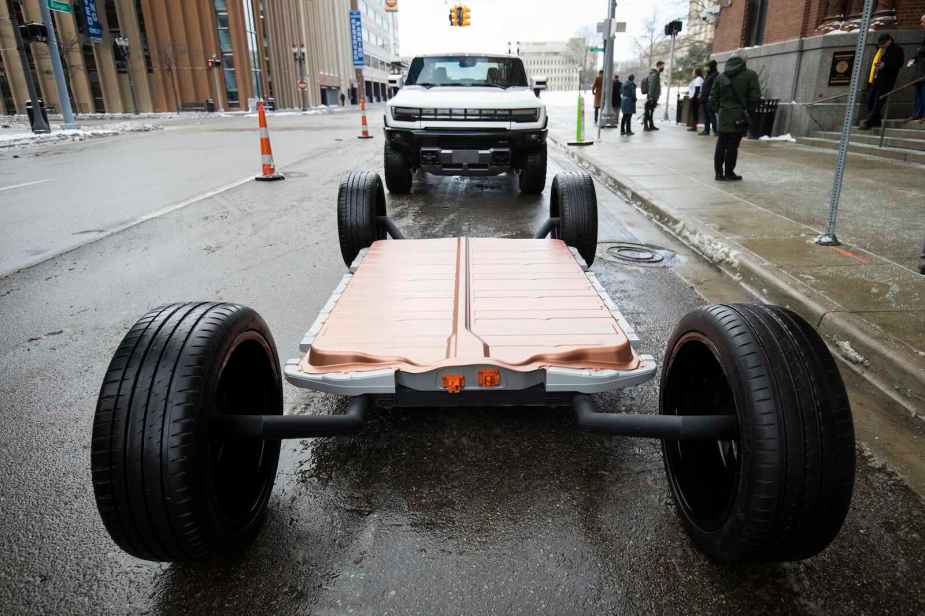 General Motors Hummer EV and its battery pack skateboard chassis.