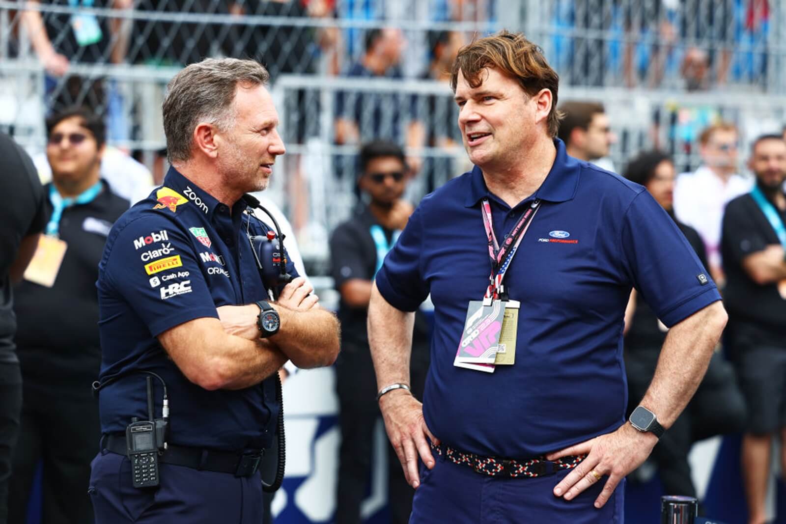Ford boss and one of the best-paid auto industry CEOs, Jim Farley, at the Miami GP.