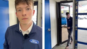 Customer walks int used car dealership.