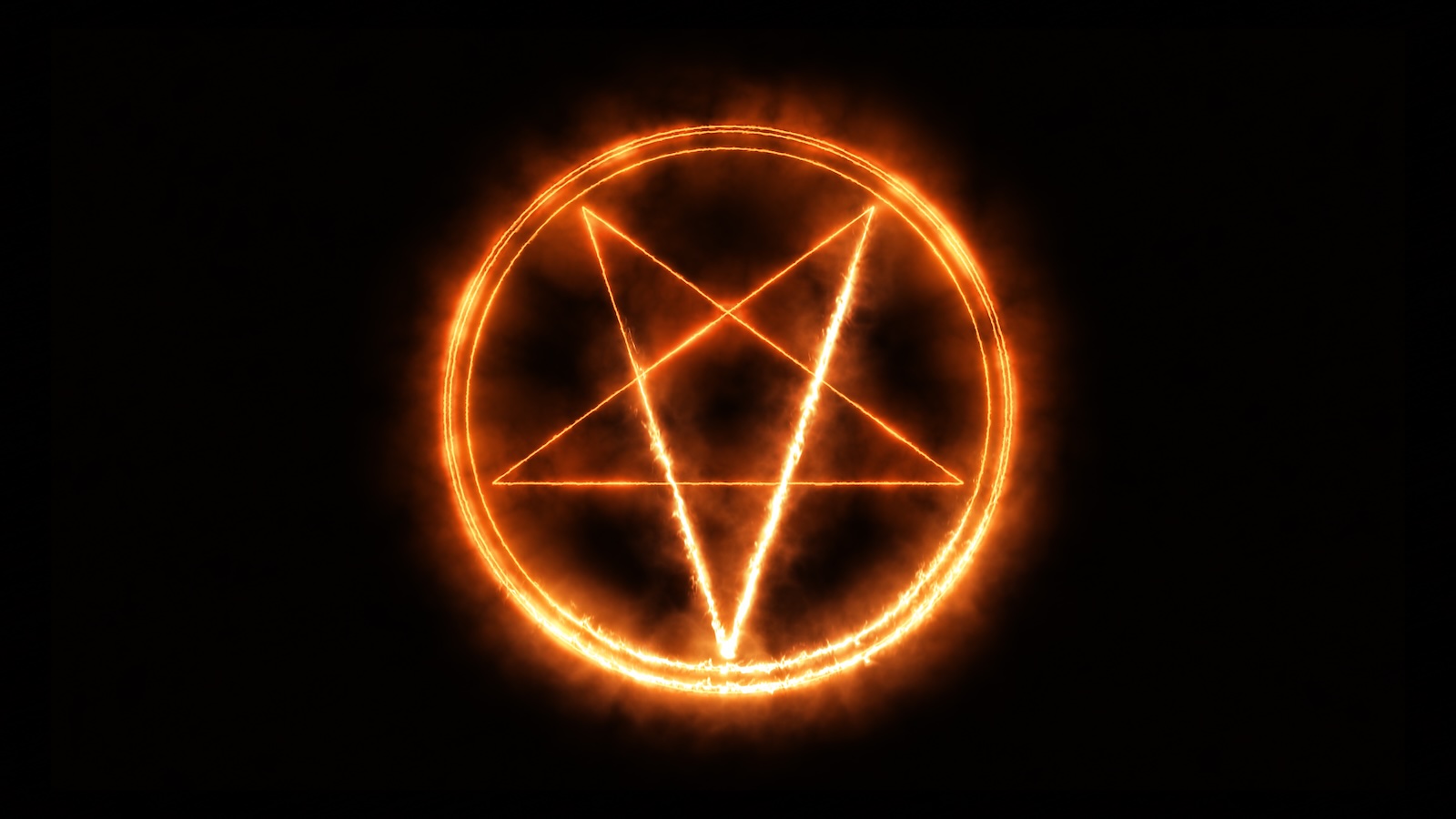 Burning Pentacle symbol from Taro on a black background.