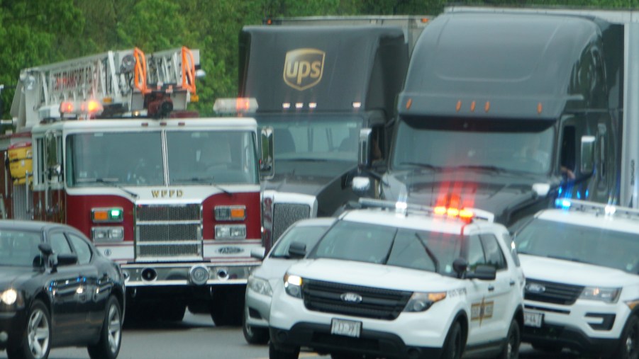 A car wreck on a highway
