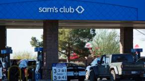 Cars fuel up at a Walmart Sam's Club gas station during a gasoline/diesel mix-up in Ohio.